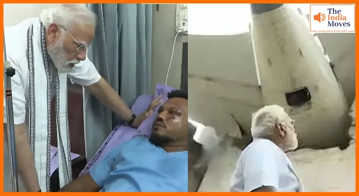 पीएम मोदी अहमदाबाद प्लेन क्रैश साइट पर पहुंचे, किया निरीक्षण